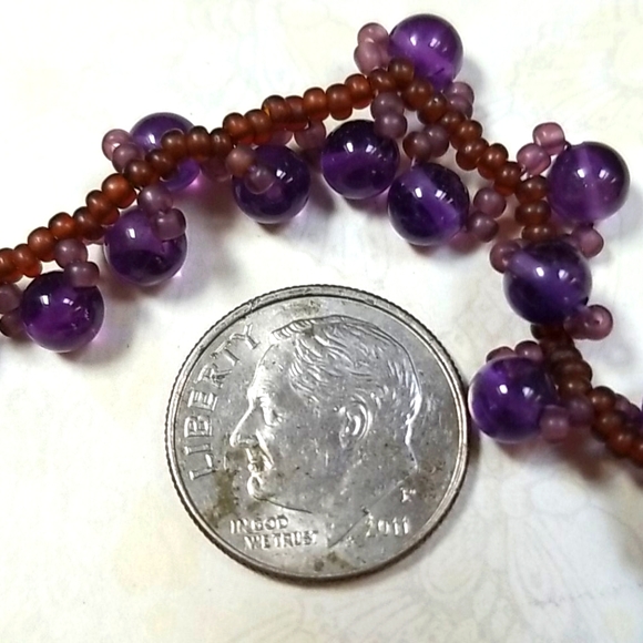 Vintage Hand Crafted Glass Bead Woven Choker Style Necklace - Picture 10 of 16